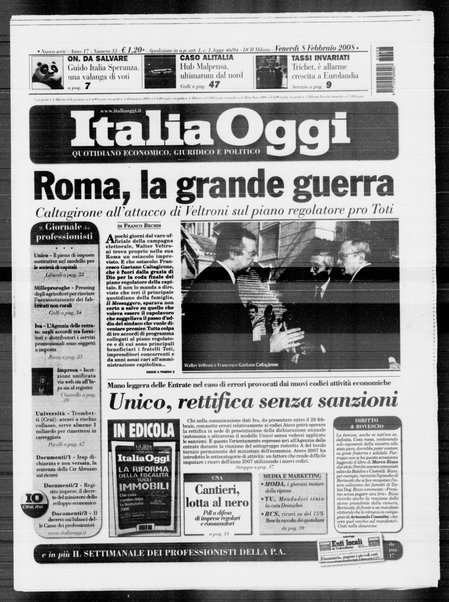 Italia oggi : quotidiano di economia finanza e politica